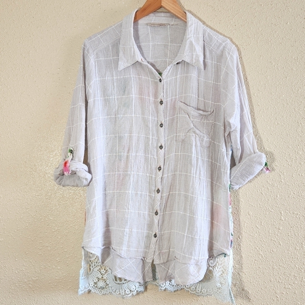 SOFT Surroundings Embroided Crochet Blouse Tunic